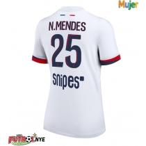 Camiseta Paris Saint-Germain Nuno Mendes #25 Visitante Equipación para mujer 2025-26 manga corta